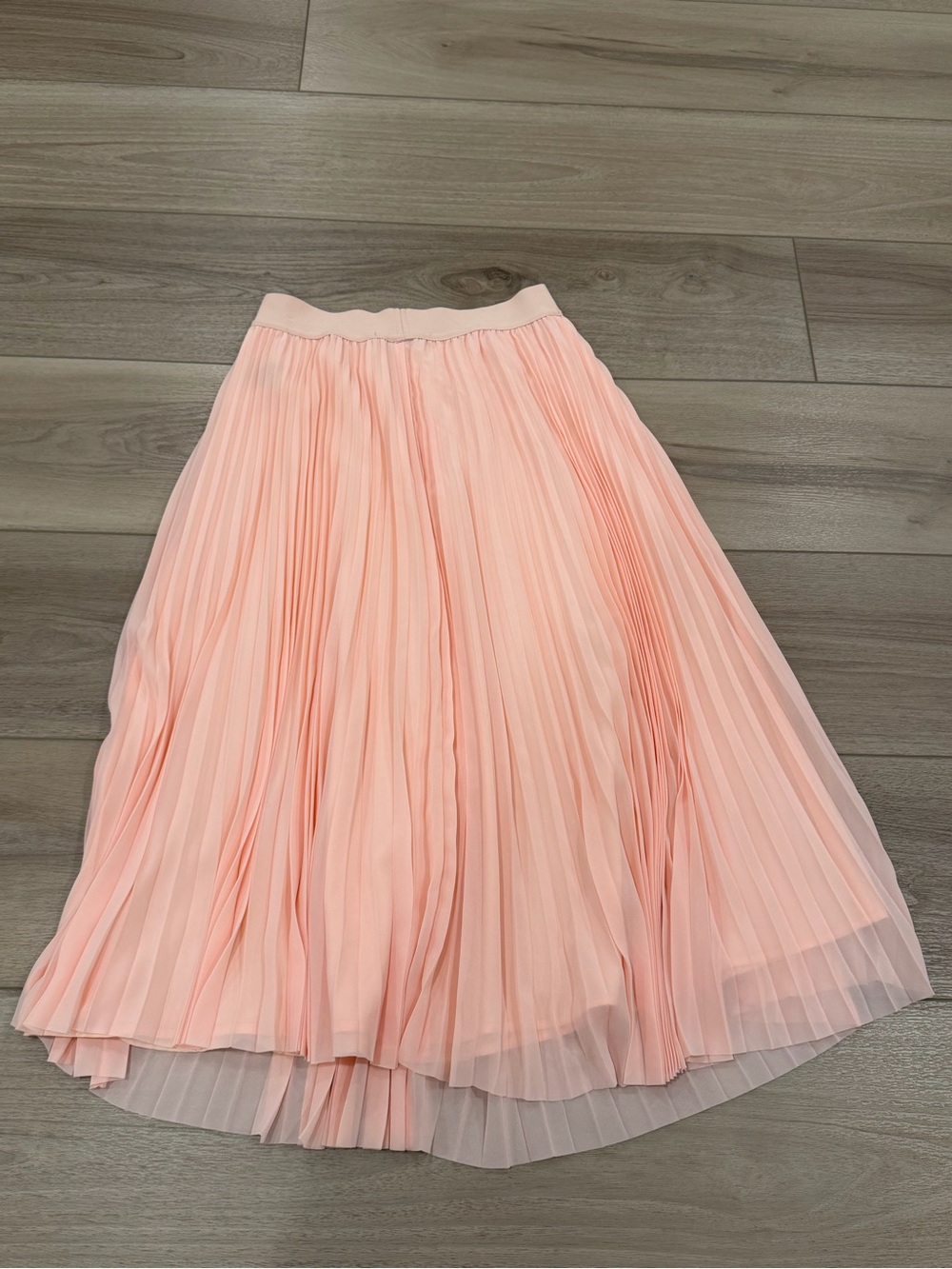 Quince Blush Pleated Chiffon Midi Skirt, Size L NWT - Picture 8 of 8